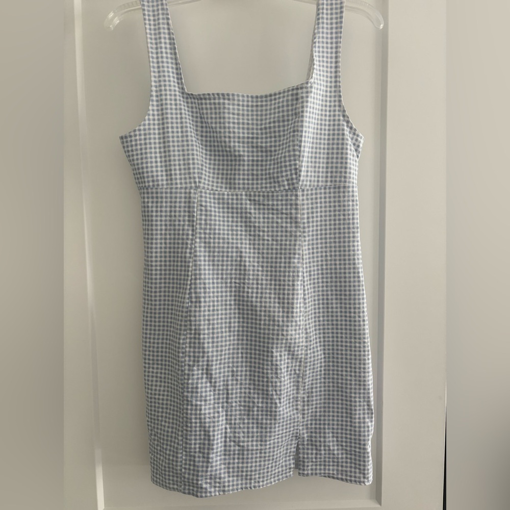 Lulu's Blue and White Gingham Mini Dress
